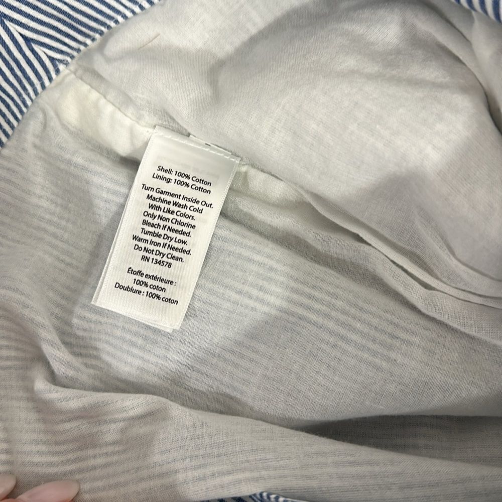 Vineyard Vines Cotton White And Blue Striped Wide Leg Ankle Pants Size 10 - Picture 7 of 10